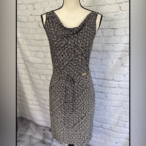 Ann Taylor Black and White Tie Front Sheath Dress